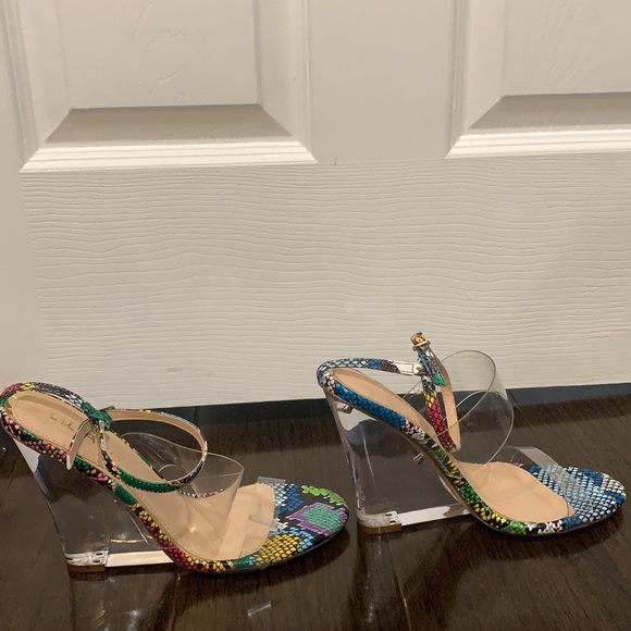 Multi color snakeskin wedge sandals - Picture 1 of 3